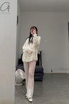 SWAYING/KNIT Flared Pants SW212XZ48 White PS26